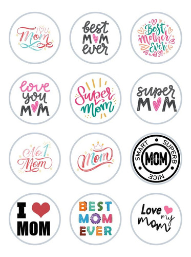 Stickers, Etiquetas Digitales Para Imprimir. Día De La Madre