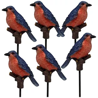 Blue Bird Stakes Set De 6 Estacas De Plantas Pájaros A...