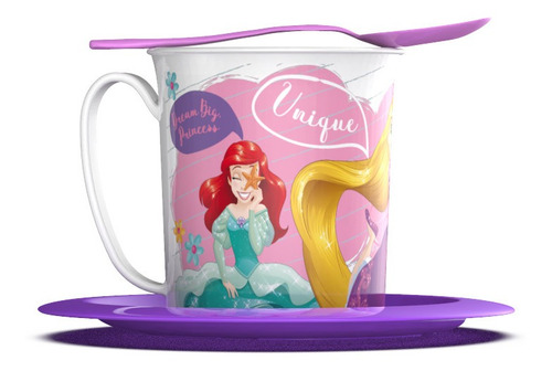 Set Taza Con Plato + Cuchara De Regalo! Princesas De Disney