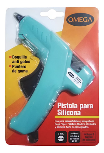 Pistola Silicona Caliente Omega Barra Fina. Serviciopapelero