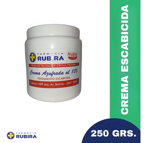 Crema Azufrada Al 10% 1/4 Kilo Sarna Escabiosis