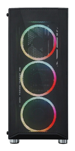 Gabinete Gamer Superframe Flow Rgb Vidro Temperado Com 3 Fan