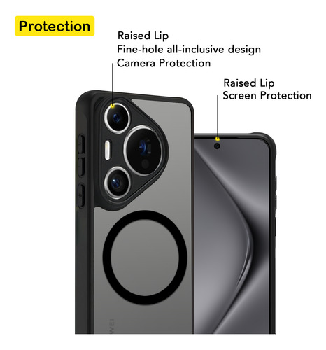 Ustiya Funda Magnética Para Huawei Pura 70 Pro Case Matte Acrílico Uso Rudo Protector Cámara Cover Negro Correa Carcasa