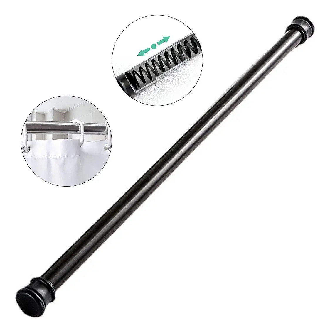 KEYIFA Tubo Barra Cortina Baño Expandible Ajustable Ducha Tubo Rod 90-160cm,Barras Cortina Ducha Tensión Premium,Barra Telescópica Sin Taladrar,Para Balcones, Baño,Armario
