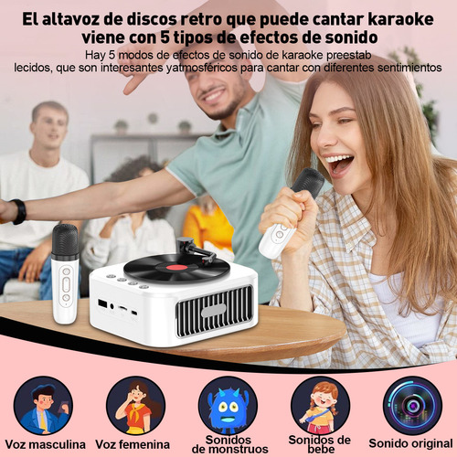 Altavoz Bluetooth Portátil Máquina Karaoke Con 2 Micrófonos