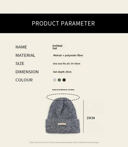 Gorro De Punto Con Forro De Lana Para Invierno, Cálido Y Frí