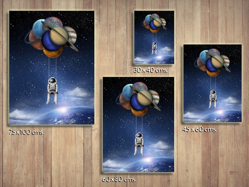 Cuadro Astronauta Planetas Moderno En Lienzo Foto Canvas