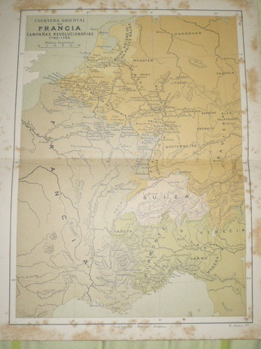 Mapa Antiguo De Frontera Oriental De Francia