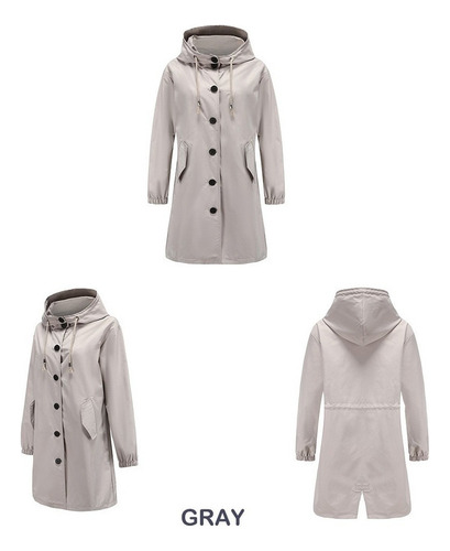 Gabardina Impermeable Chamarra Largos Dama Con Gorro Capucha