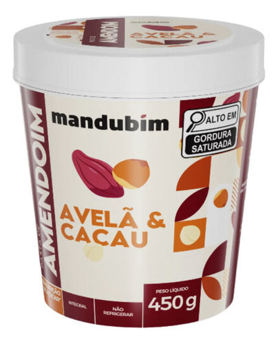 Pasta De Amendoim Integral Com Avelã E Cacau Mandubim 450g