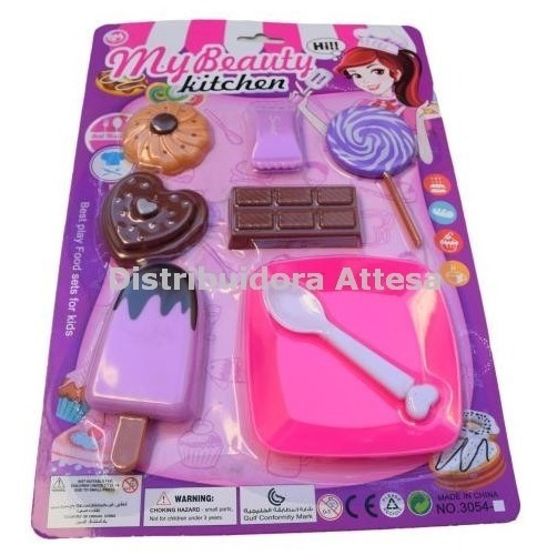 Set Cocina Y Comiditas E/blister Dulces Y Utensilios Funtoys