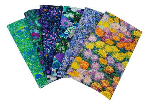 Set 6 Telas Diseño Monet, Patchwork 50x55cm C/u Algodón 100%