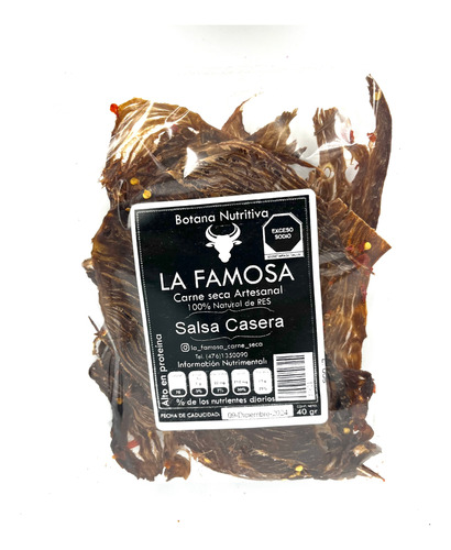 Carne Seca Artesanal La Famosa Sabores 40 Gr (50 Piezas)