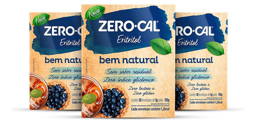 Kit Com 3 Zero-cal Eritritol Sachê 150g