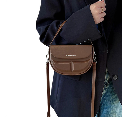Mini Bags Carteras De Mujer Cuero Pu Rigida Cartera De Lujo Acabado De Los Herrajes Plateados Color Marrón Correa De Hombro Marrón Diseño De La Tela Liso
