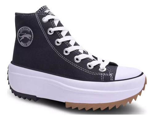 Zapatillas Botitas Lona Negro Jaguar Plataforma Art 8580