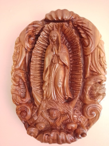 Virgen De Guadalupe Tallada En Madera De Sauce (Usado)