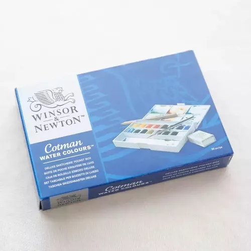 Winsor & Newton - Cotman - Deluxe Sketchers Pocket Box - 18 medias  pastillas de acuarela