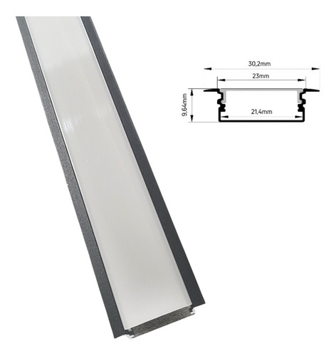 Fita Led Perfil De Embutir 30,2mm Grosso Largo 2mts +fonte