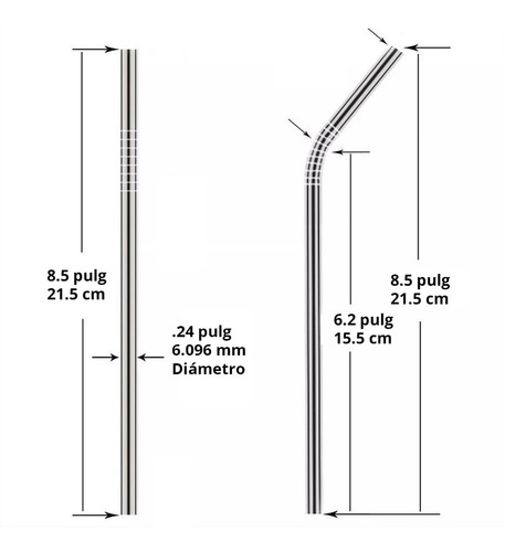 Popotes Tornasol Acero Ecológicos 8pz+2 Cepillos Full