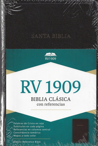 Rv 1909 Biblia Clásica Con Referencia Negro Imitación Piel