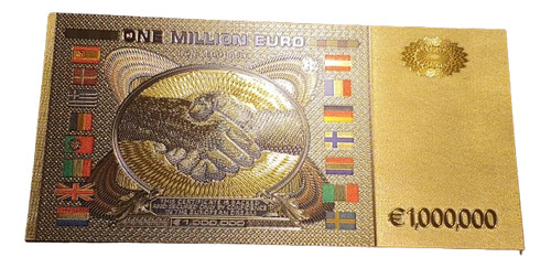 Billete Coleccionable  1 Millon Euros Con Detalles Color Oro