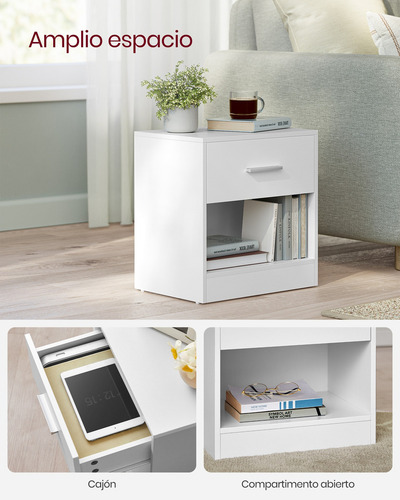 Mesa Auxiliar Vasagle Let819t14 Color Madera, 1 Unidad Color Blanco clásico