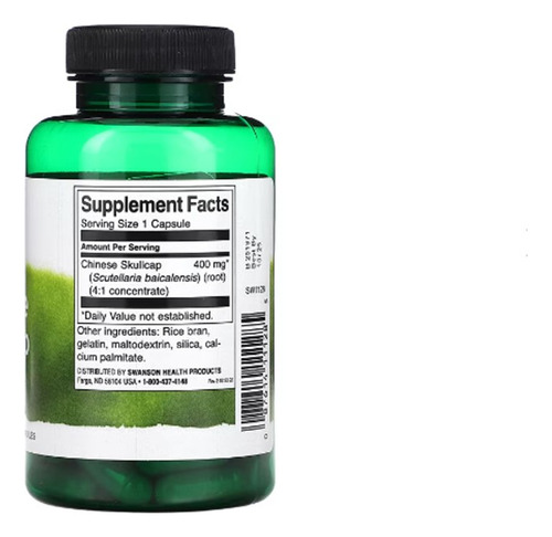 Swanson Escutelaria China 400mg Apoyo Al Sueño 90caps Sabor Sin Sabor