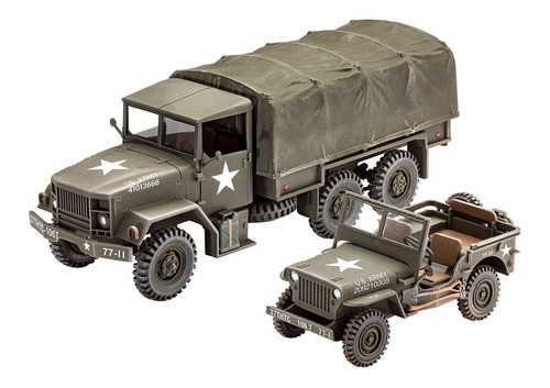 Kit de 2 camionetas Revell M34, Jeep Willys 1/35 US Army, 03260