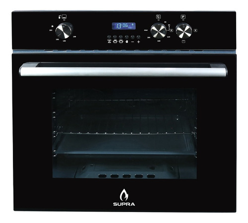 Horno Empotrable A Gas Supra De 60 Litros Cristal Templado Color Negro