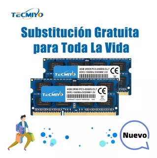 Memoria Ram Tecmiyo 8gb (2x4gb) Ddr3-1066 Sodimm De 1.5v