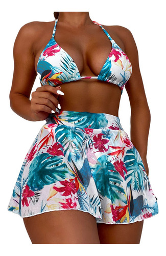 Traje De Baño De Mujer Con Estampado Tropical R De 2 Piezas