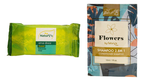 Kit Shampoo 2em1 Sache 10ml 500un+ 500un Sabonete 13g