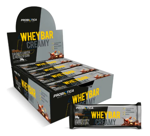 Whey Bar Creamy Sabor Coco Display 12un - Probiótica