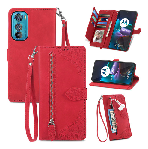 Funda De Piel Con Cierre Abatible Para Moto G8 Play/one Macr