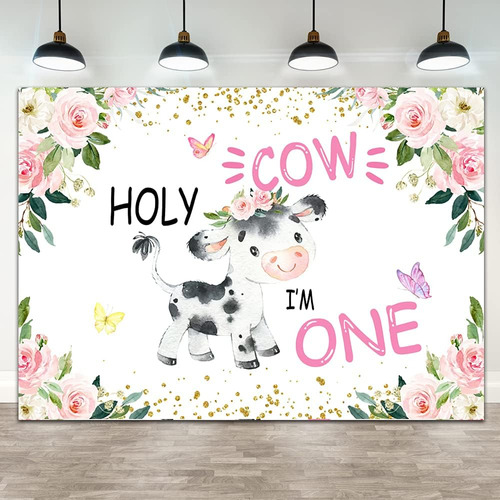 Cartel De Fondo De Vaca Sagrada Con Texto En Inglés «holy Co