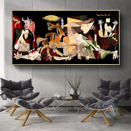 Imagen 2 de 7 de Cuadro- Guernica Pablo Picasso-color 2 Canvas 130x60 Cm.