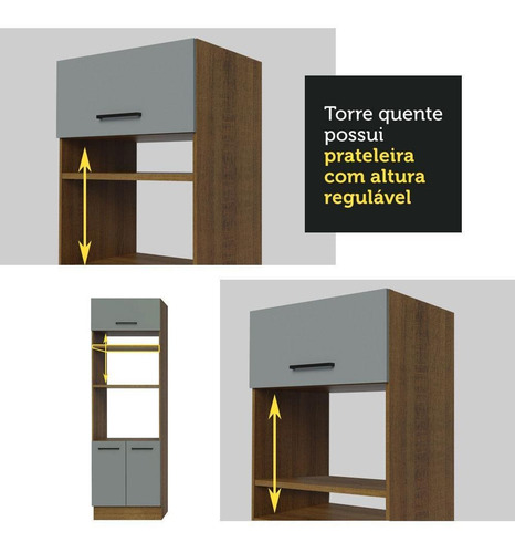 Armário Cozinha Completa 250cm Rustic/cinza Agata Madesa 01