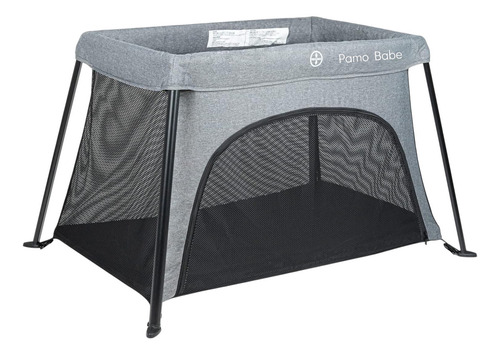 Cuna Corral Viajero Para Bebé Pamo Babe Ligero Y Compacto Color Gris Claro