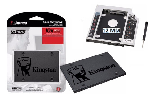 Imagen 1 de 3 de Disco Solido Ssd Kingston A400 240gb Slim + Caddy 9 O 12mm