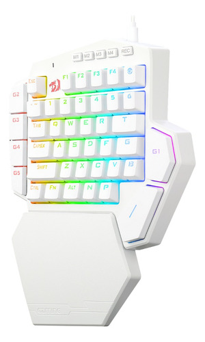 Teclado One Hand Redragon Ditix Rgb Lunar White Switch Azul Lunar White One Handed