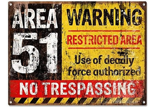 Área 51 No Trespassing Military Vintage Metal Sign Alu...