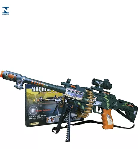 Metralhadora Fuzil Arma Militar Som Luz Mov. 62 Cm Não Nerf - Desconto no  Preço