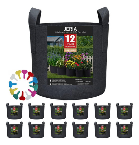 Paquete De 12 Bolsas De 10 Galones Para Cultivar Vegetales, 