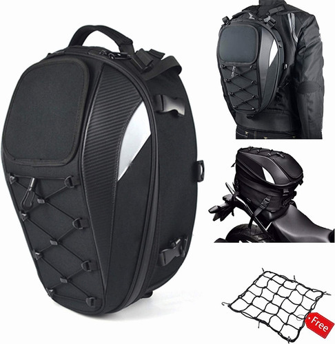 Alforjas Sport Para Motocicleta Mochila Parte Trasera Asient Color Negro