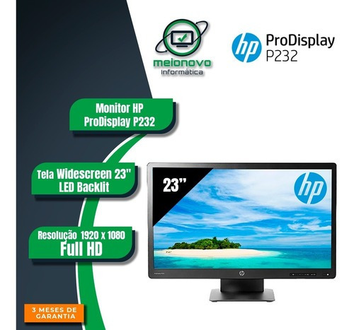 Monitor Hp Prodisplay P232 23  Polegadas Wide Led 