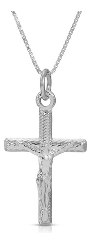 Collar De Plata De Ley 925 Con Jesús En La Cruz, Colgante De