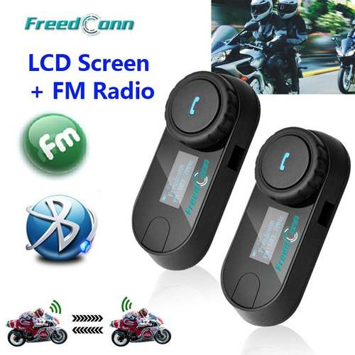 2 Pzs Intercomunicadores Moto Casco Bluetooth Lcd Radio Fm