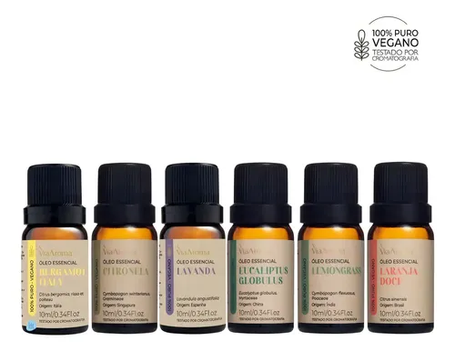 Kit Básico Aromaterapia 6 Óleos Essenciais Via Aroma | MercadoLivre