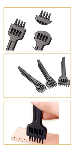 Perforadora De Cuero Para Perforar Filas 4 Mm 4 Puntas Negro